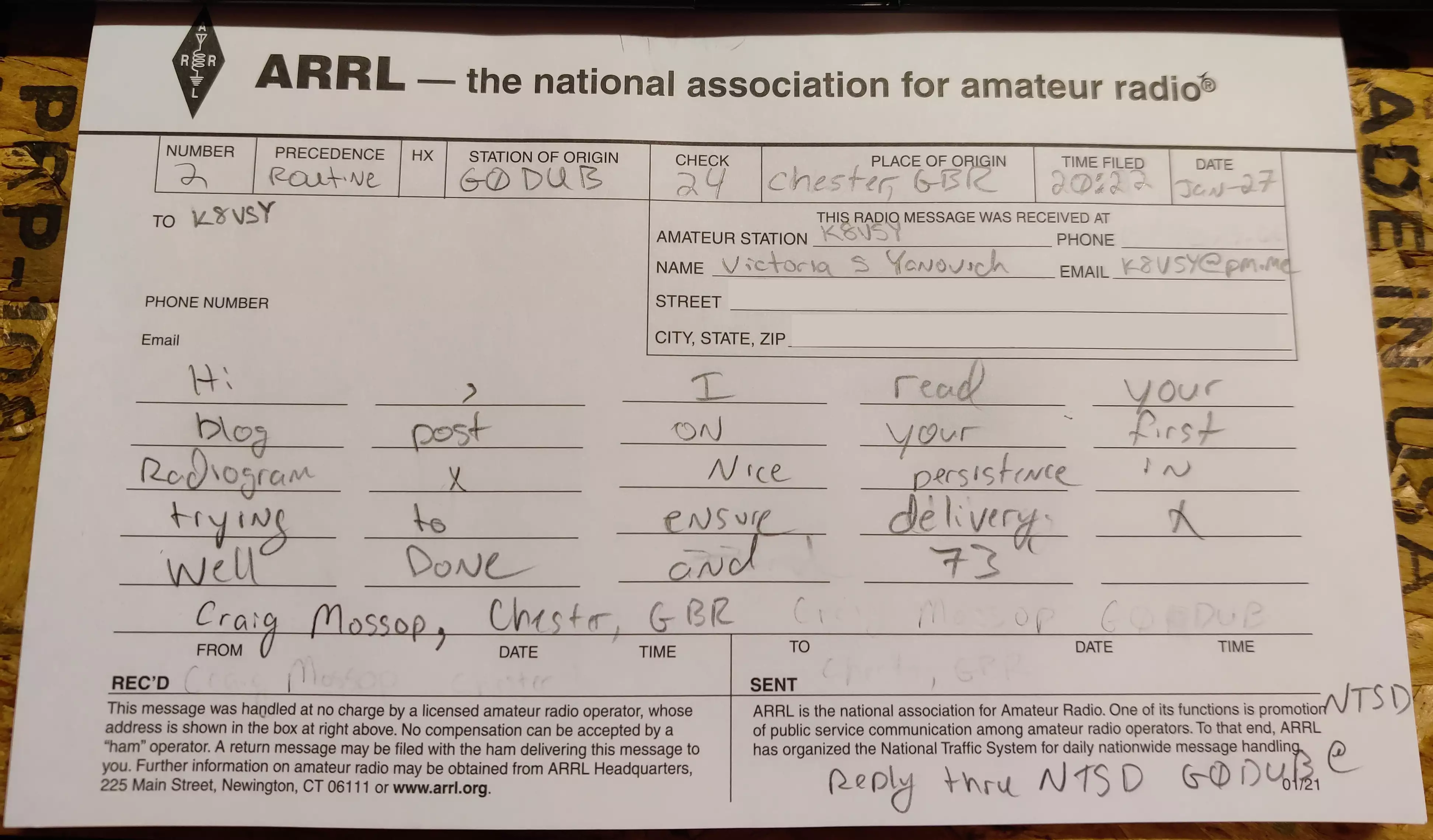First International Radiogram