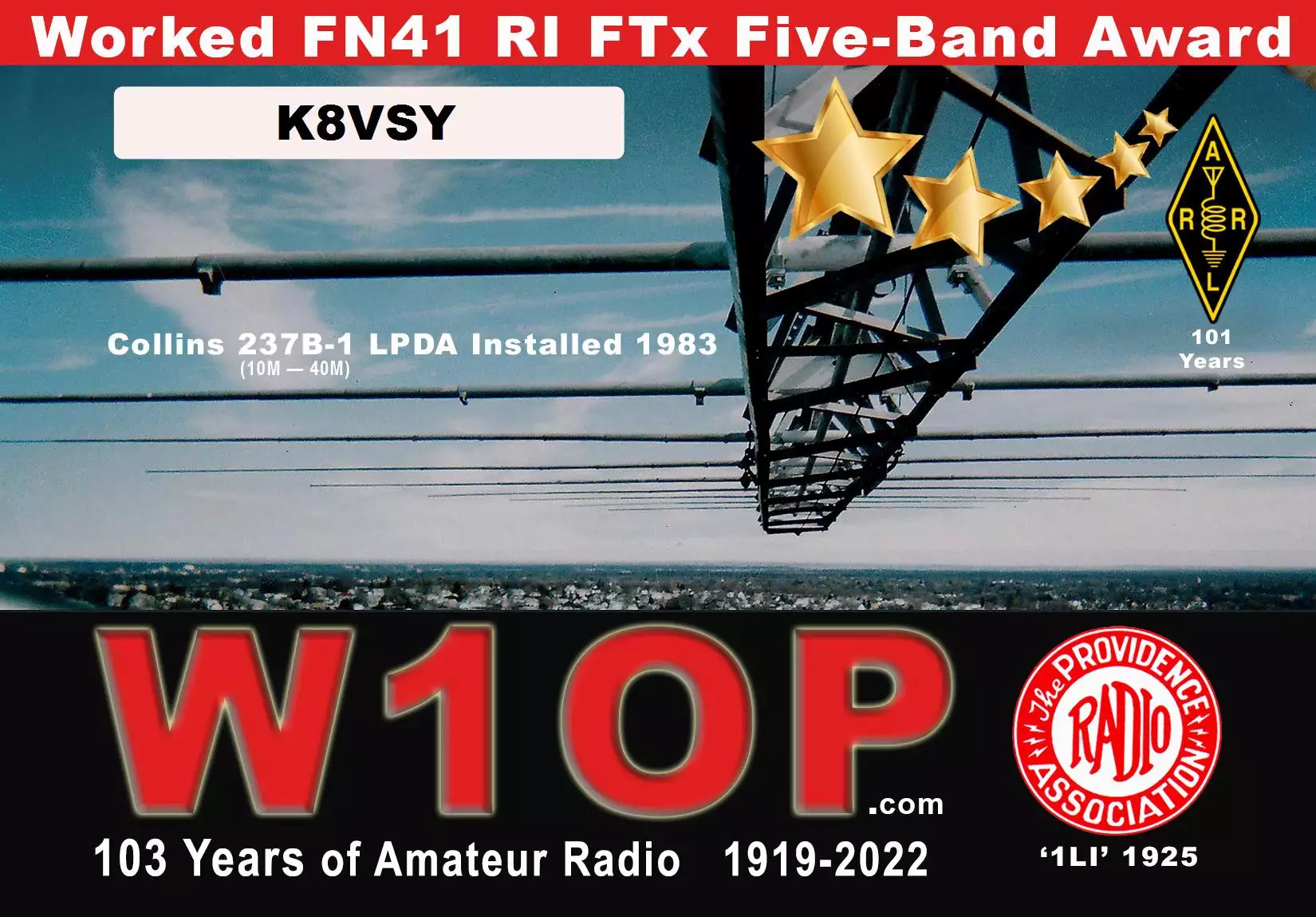 W1OP Special 5-band Award W1OP Special 5-band Award