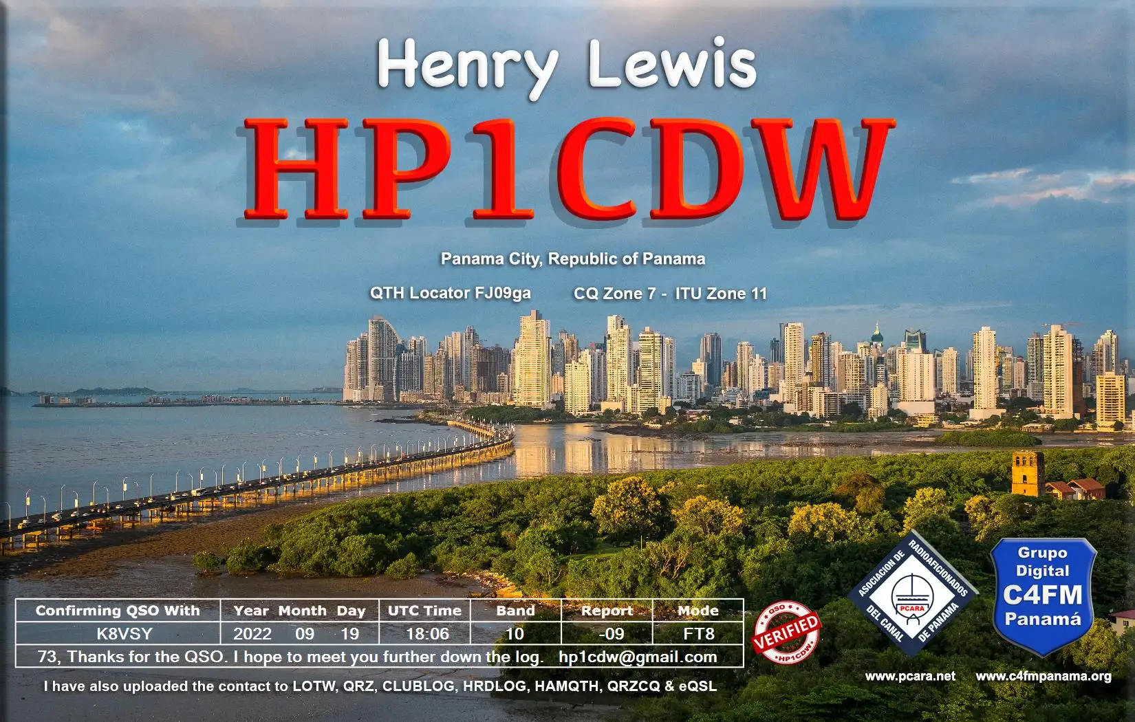 2022-09-19 HP1CDW 10m FT8 digital QSO card