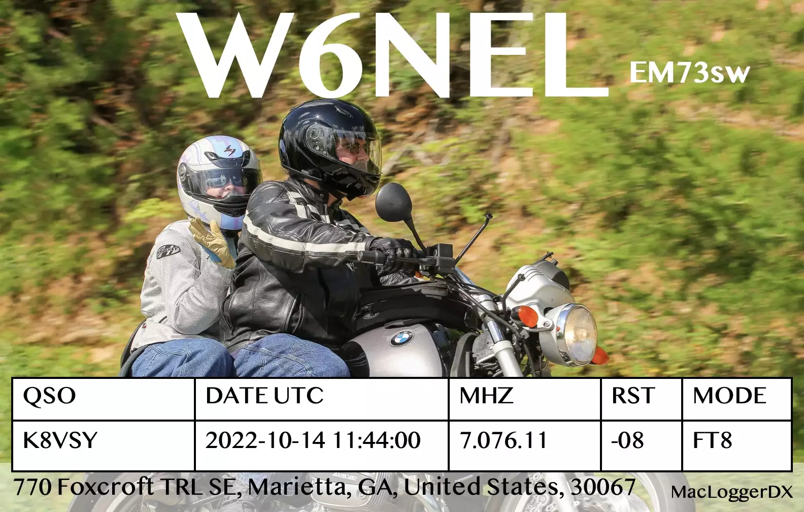 2022-10-14 W6NEL 40m FT8 digital QSO card