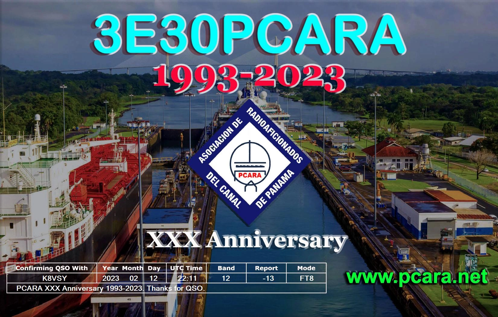 2023-02-12 3E30PCARA 12m FT8 digital QSO card