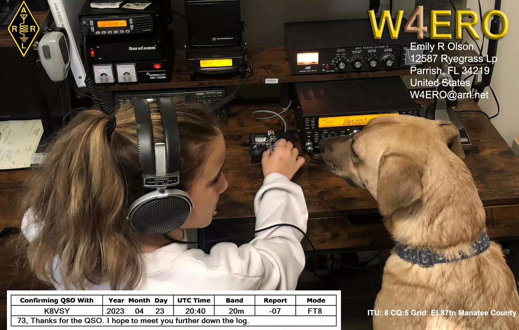 2023-04-23 W4ERO 20m FT8 digital QSO card