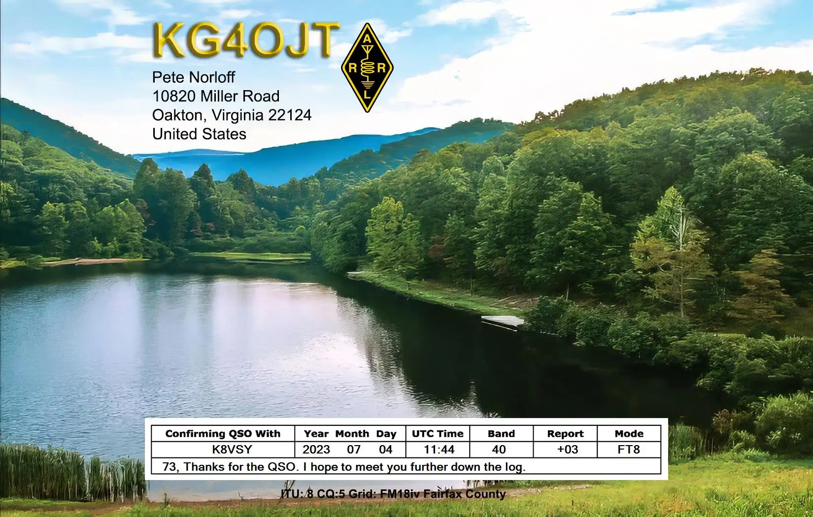2023-07-04 KG4OJT 40m FT8 digital QSO card