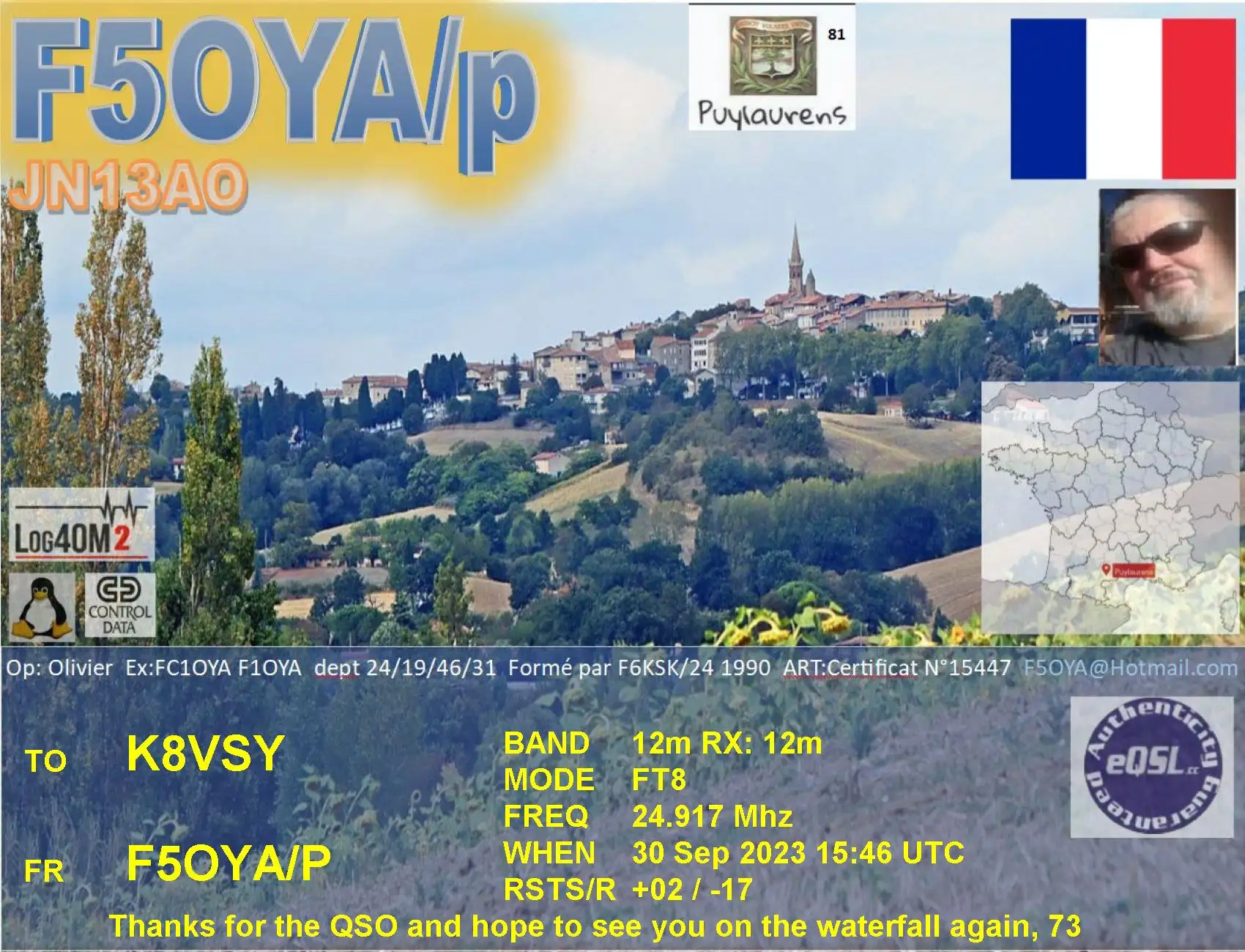 2023-09-30 F5OYA/P 12m FT8 digital QSO card