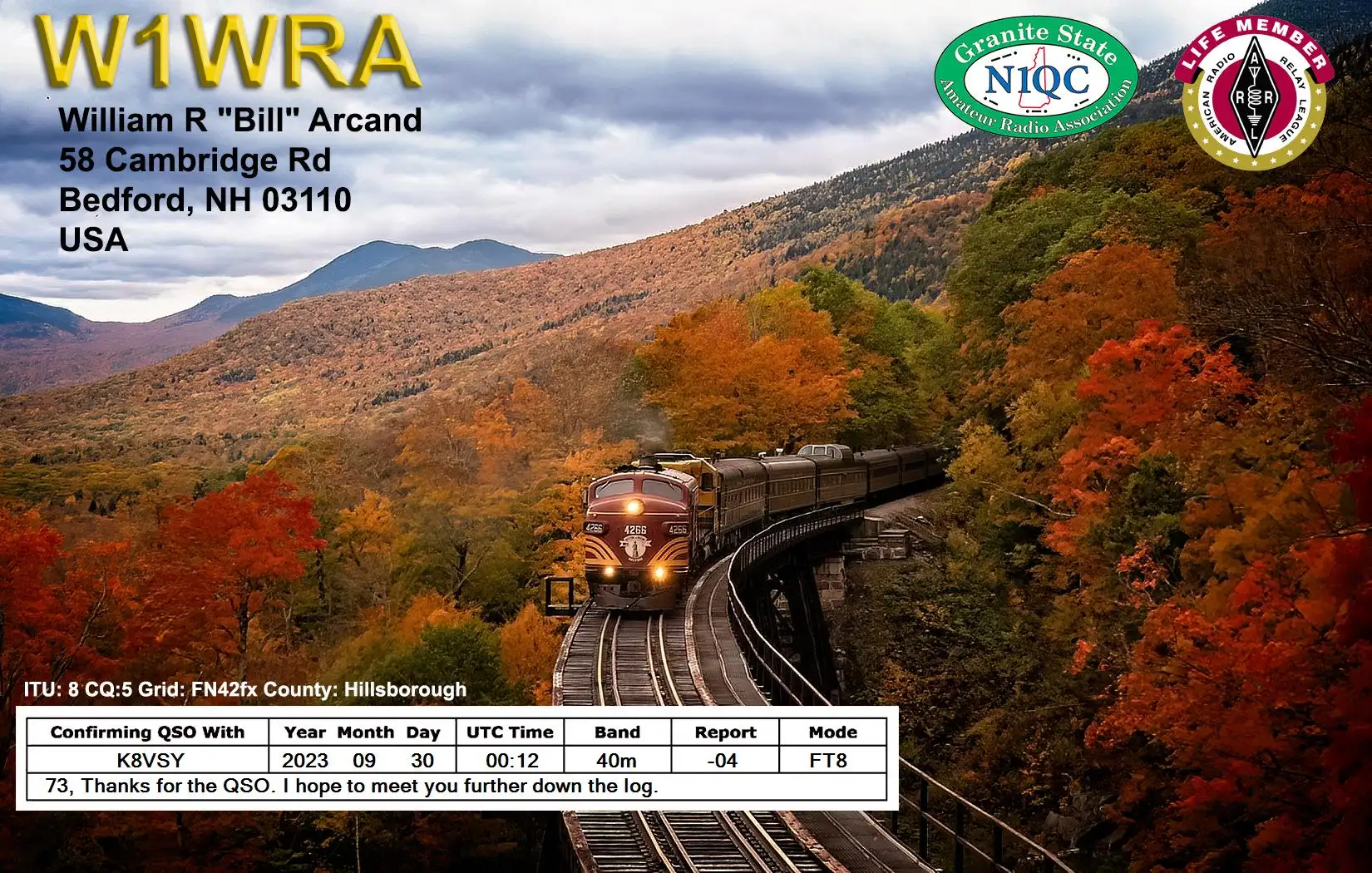 2023-09-30 W1WRA 40m FT8 digital QSO card